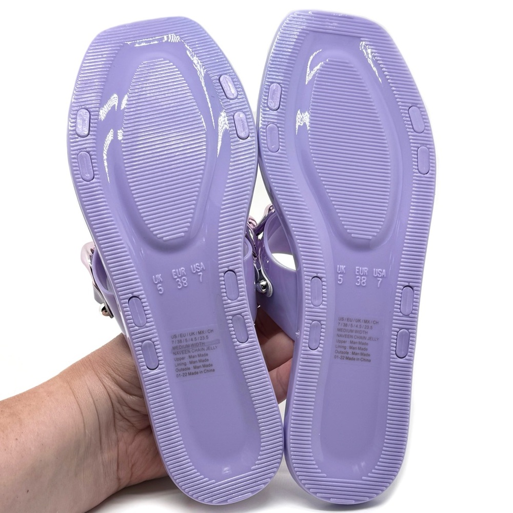 Kenneth Cole Naveen Chain Jelly Sandal Lilac Purple Size 7 - Picture 8 of 10